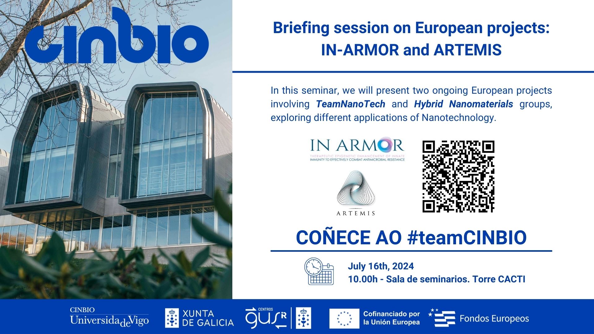 Coñece ao #teamCINBIO: IN-ARMOR and ARTEMIS, two European projects