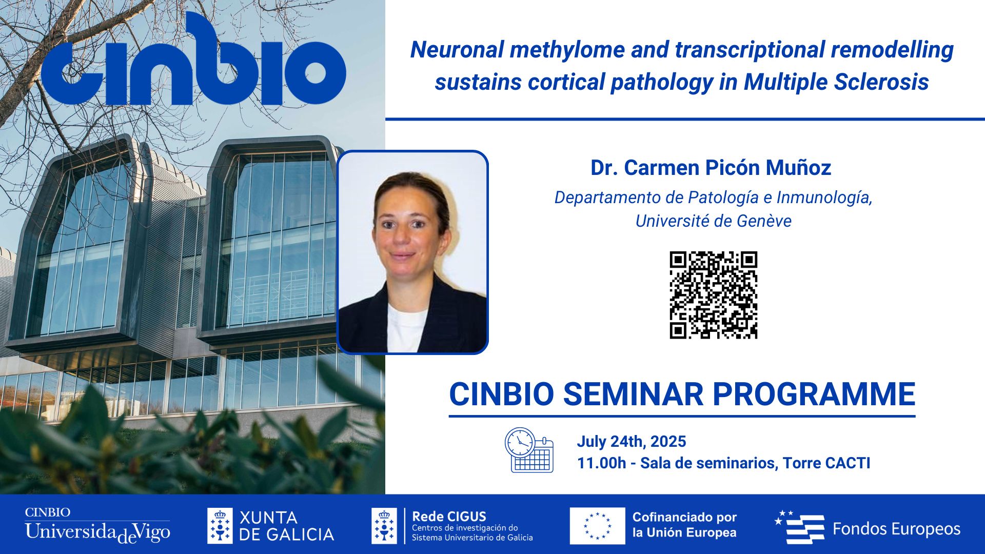 Dr. Carmen Picón Muñoz - CINBIO Seminar Programme