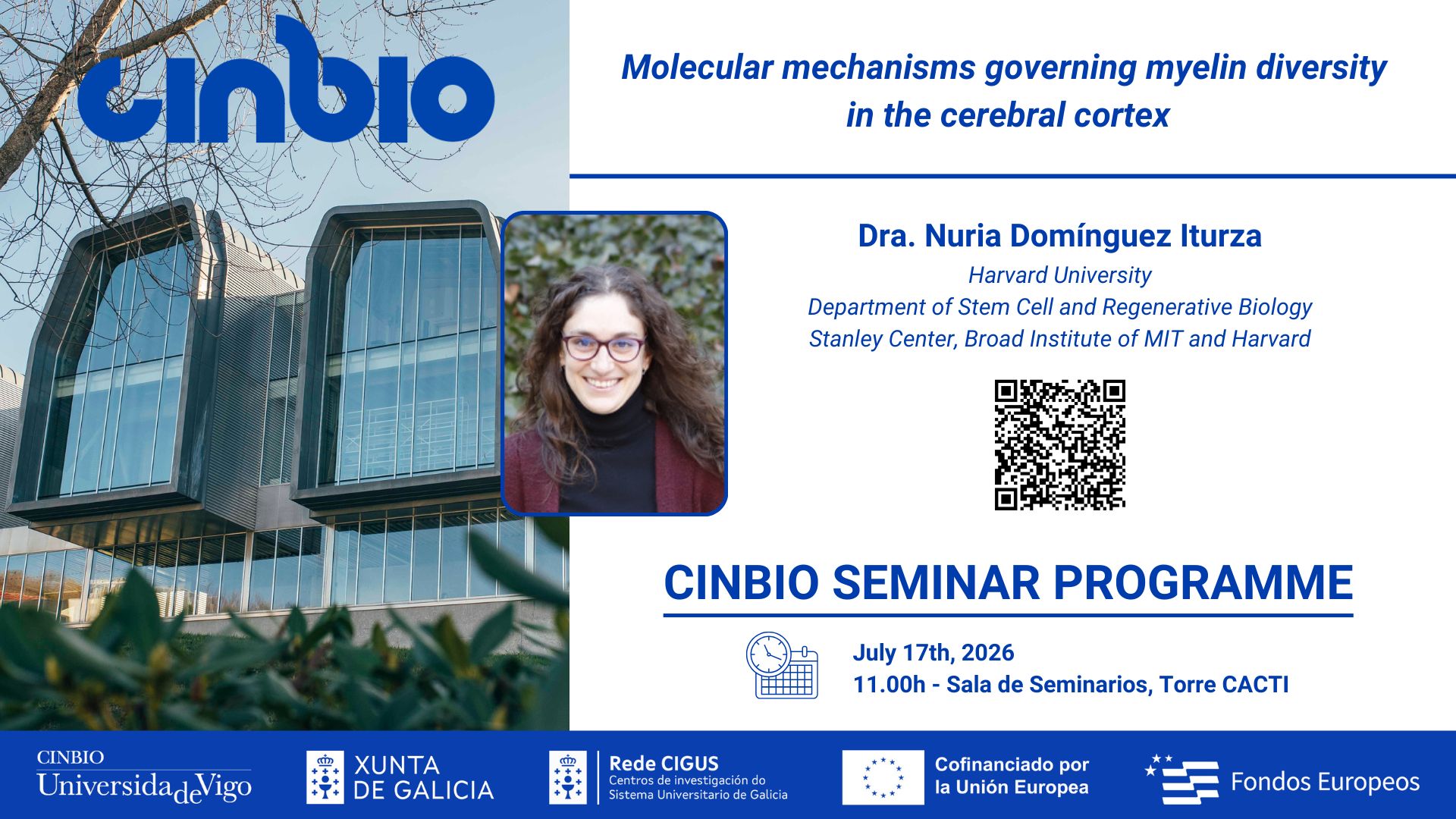 Dra. Nuria Domínguez Iturza - CINBIO Seminar Programme