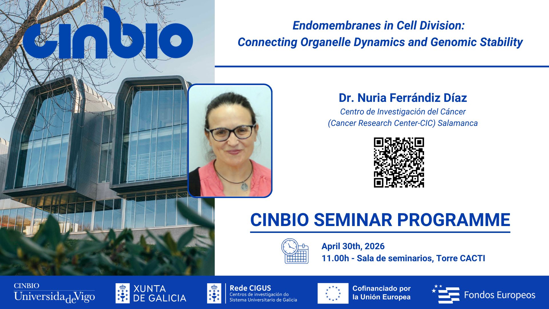 Dr. Nuria Ferrándiz Díaz - CINBIO Seminar Programme