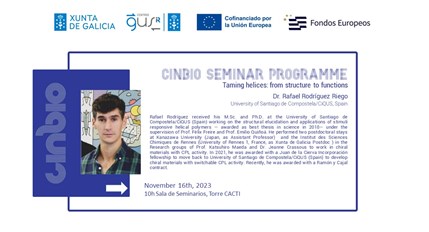 Rafael Rodríguez Riego - CINBIO Seminar Programme