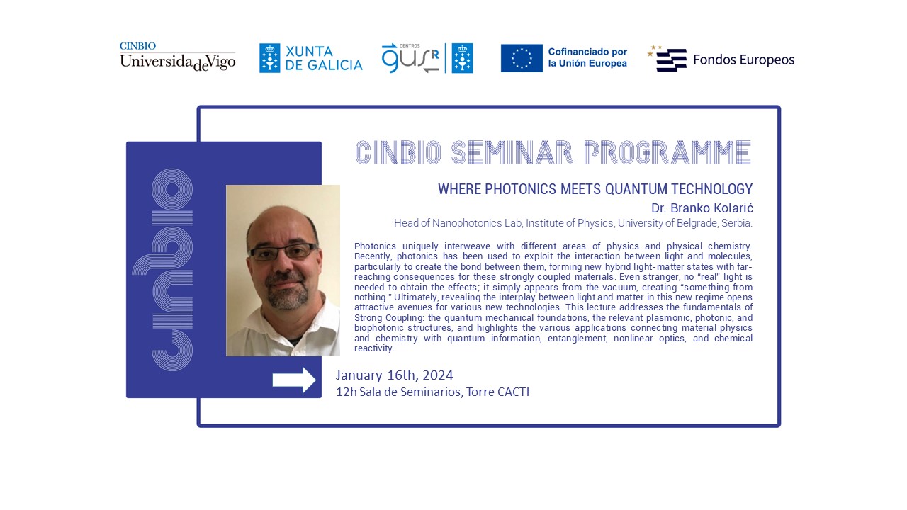 Branko Kolarić  - CINBIO Seminar Programme