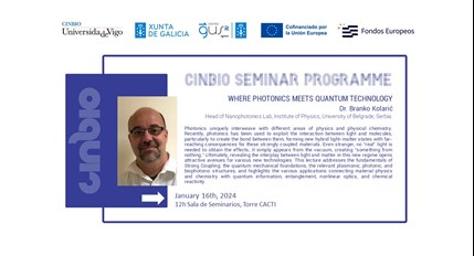 Branko Kolarić  - CINBIO Seminar Programme