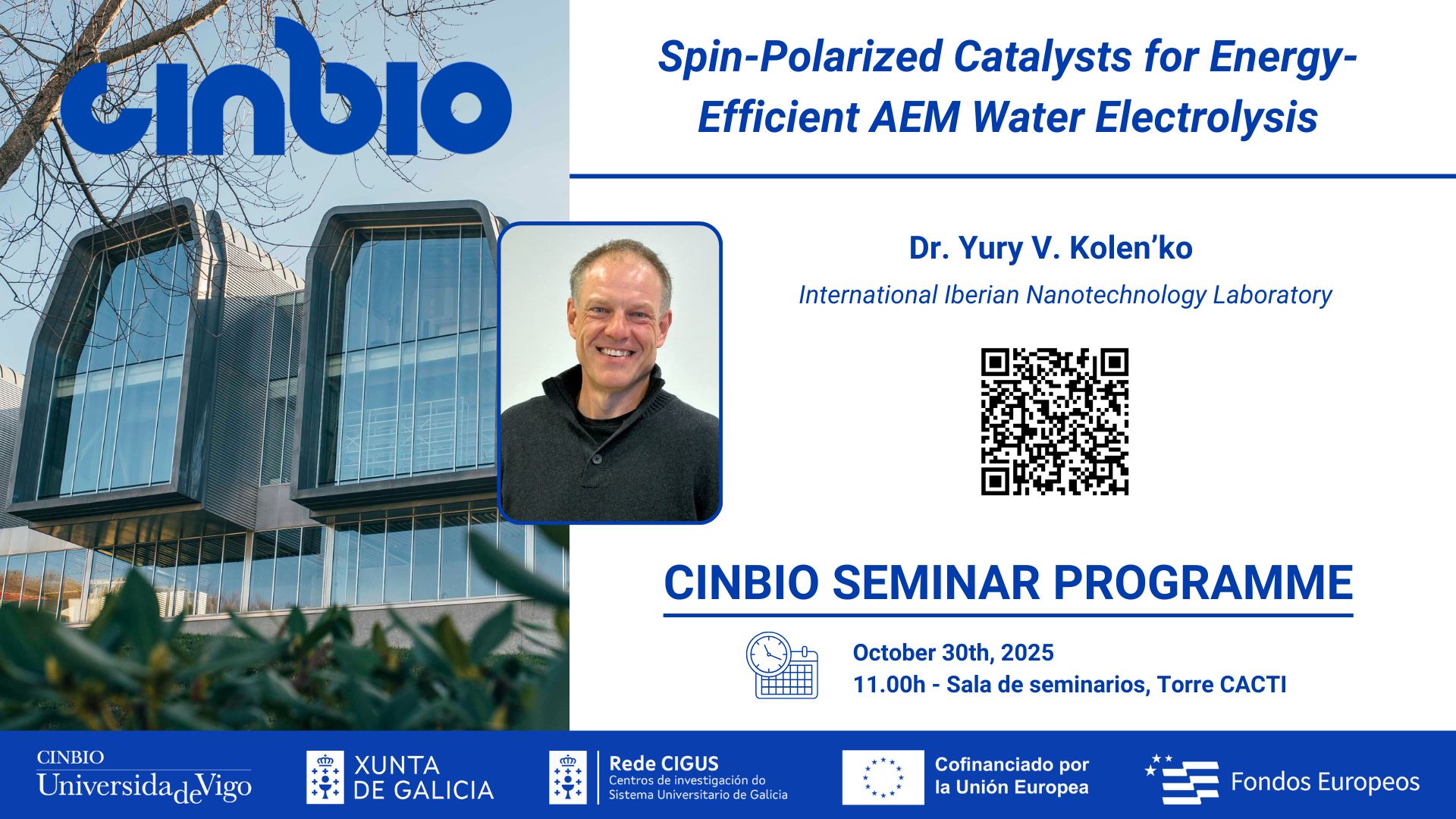 Dr. Yury V. Kolen’ko - CINBIO Seminar Programme