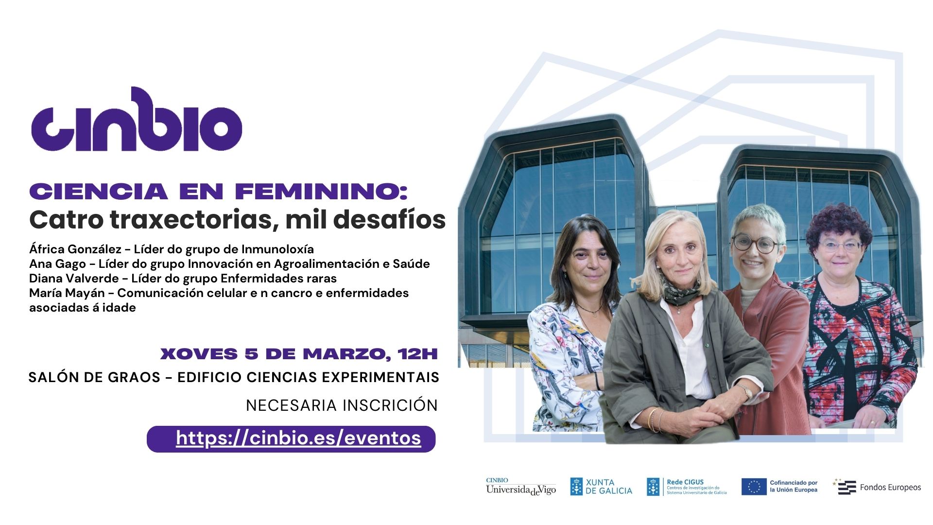 Ciencia en Feminino no CINBIO: catro traxectorias, mil desafíos