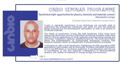 Alessandro Longo - CINBIO Seminar Programme